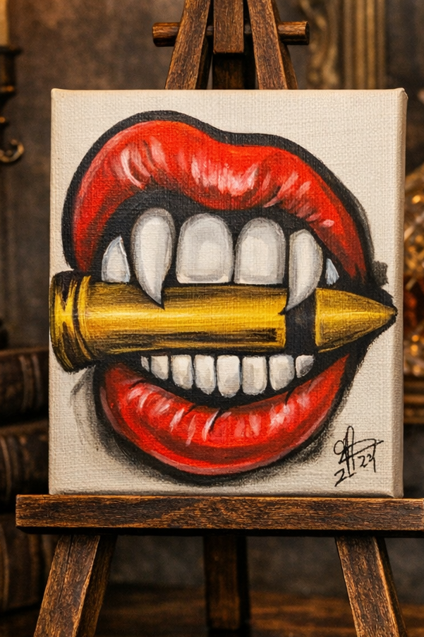 “Bite the Bullet” (Original 8x10 Acrylic Canvas)