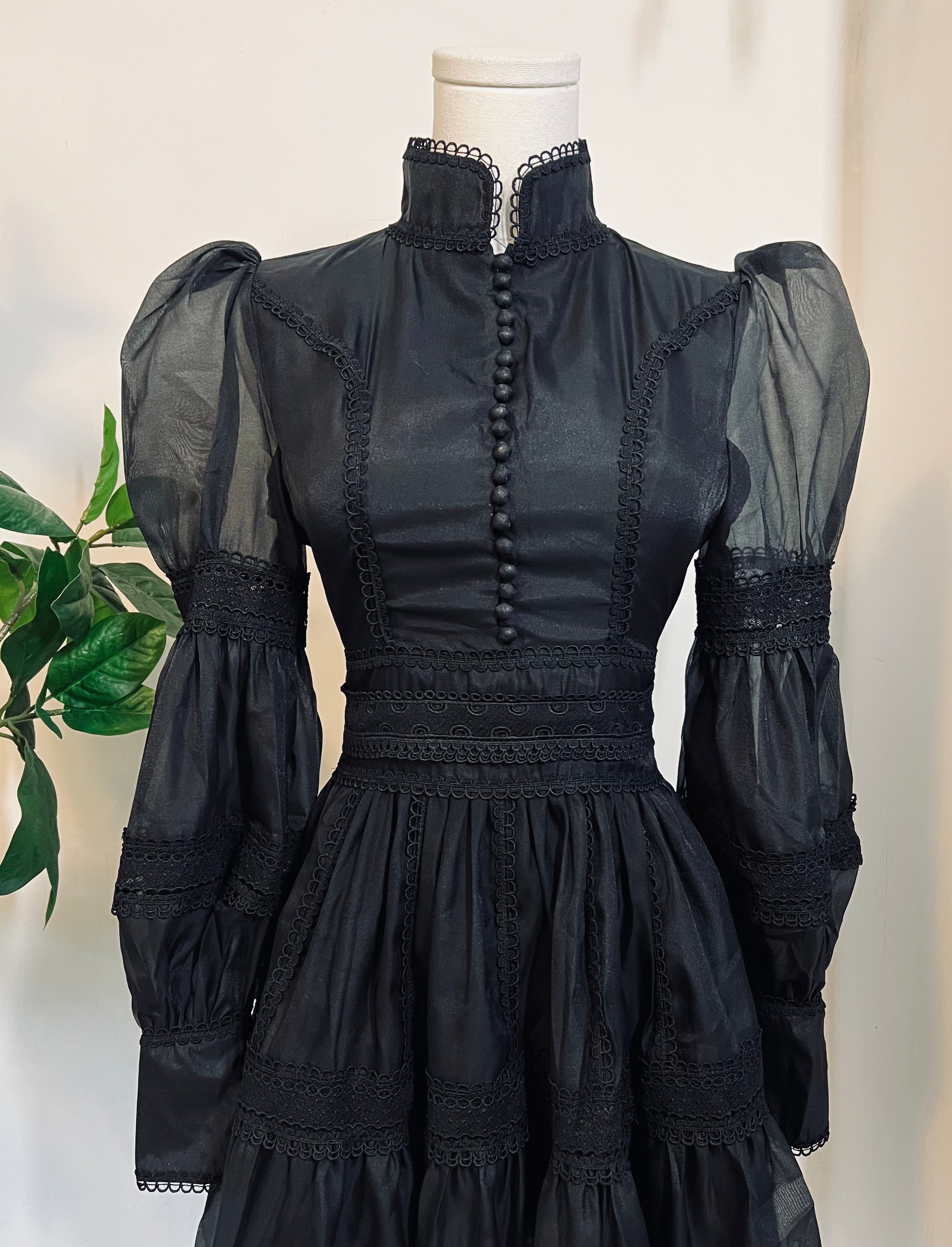 Morgana - Romantic Victorian Inspired Party Dress - BLACK - Ready To Ship