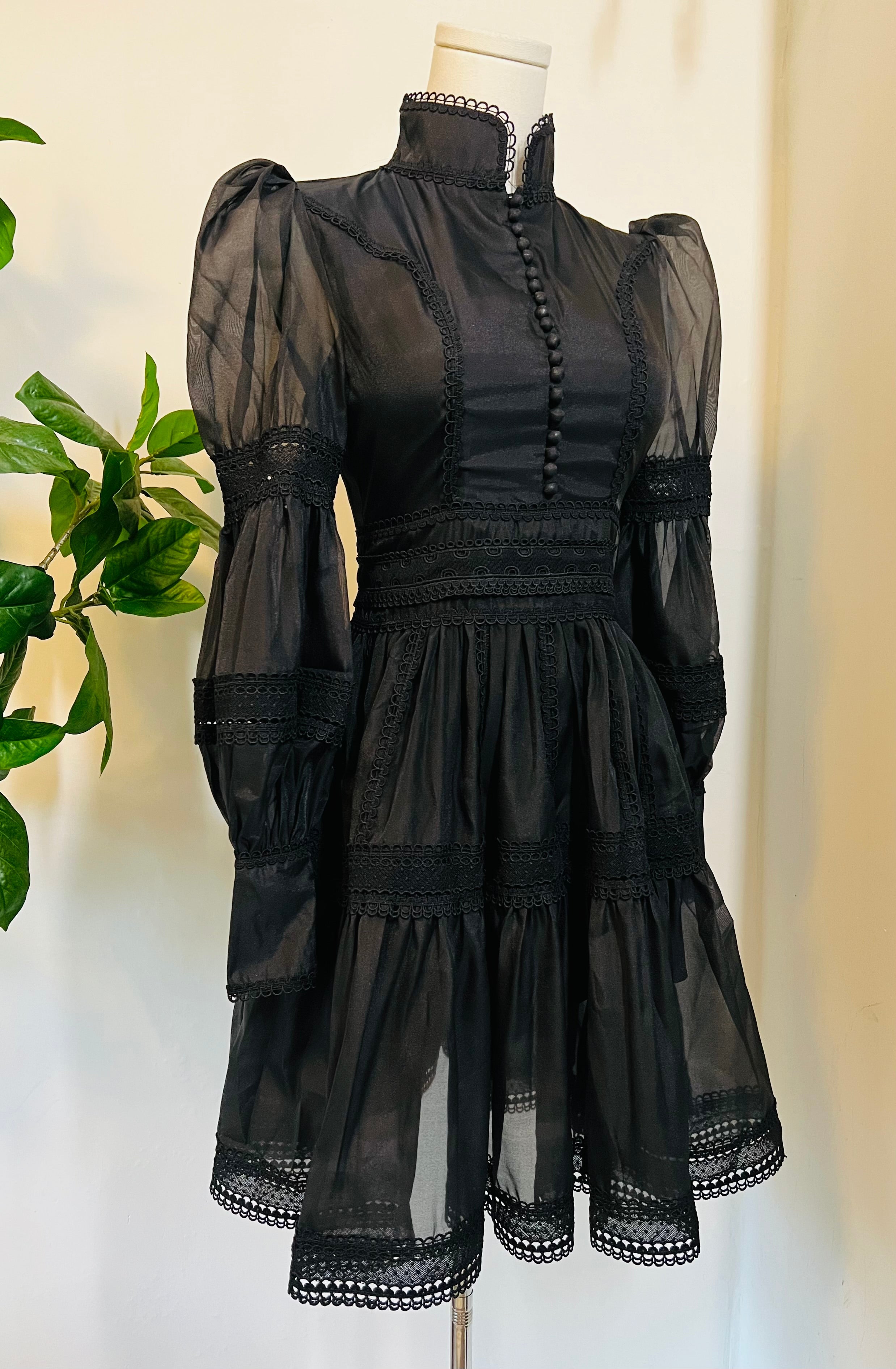 Morgana - Romantic Victorian Inspired Party Dress - BLACK - Ready To Ship