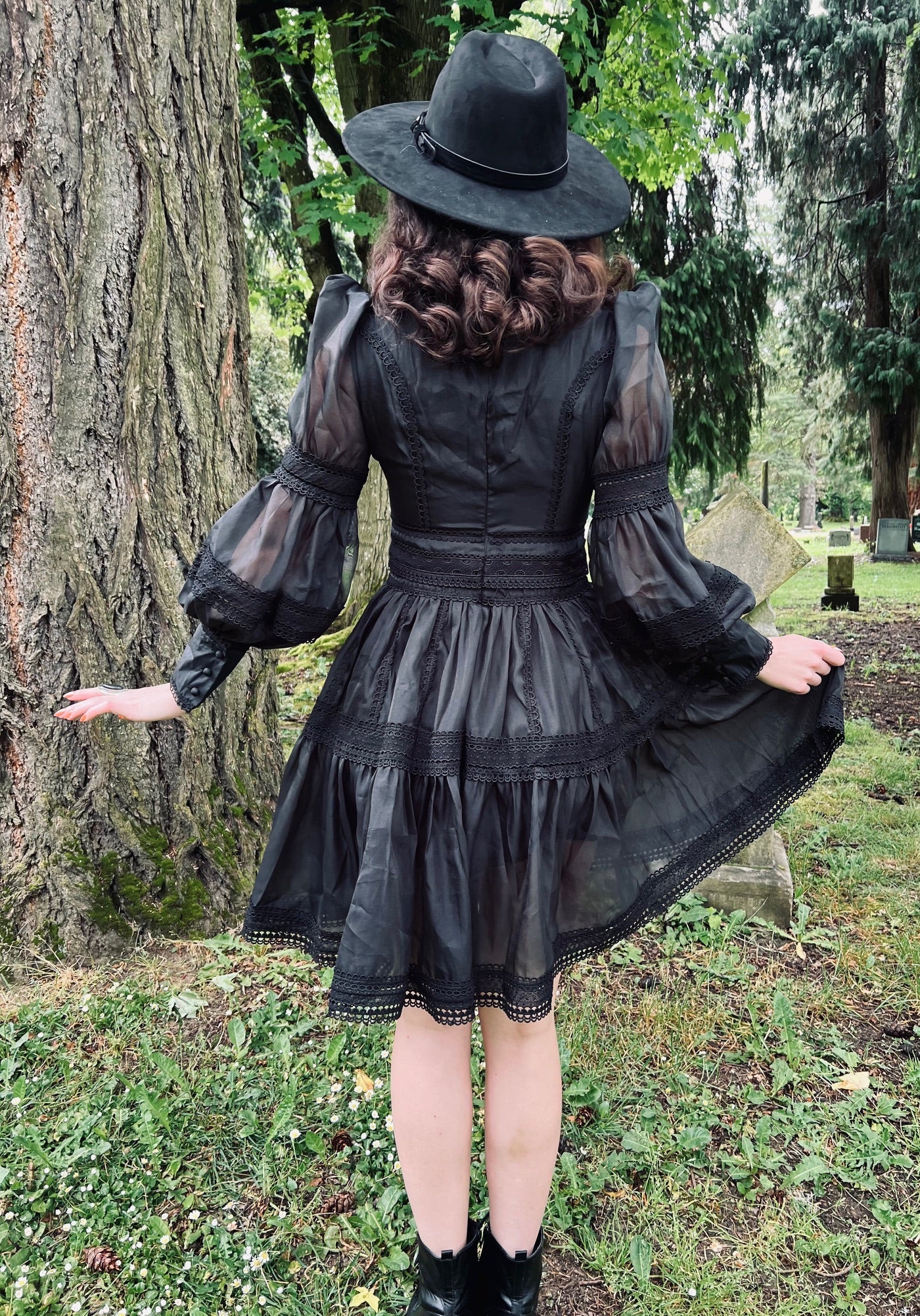 Morgana - Romantic Victorian Inspired Party Dress - BLACK - Ready To Ship