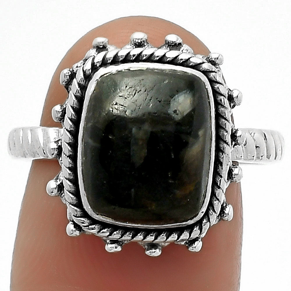 Natural Nuummite Ring size-8.5