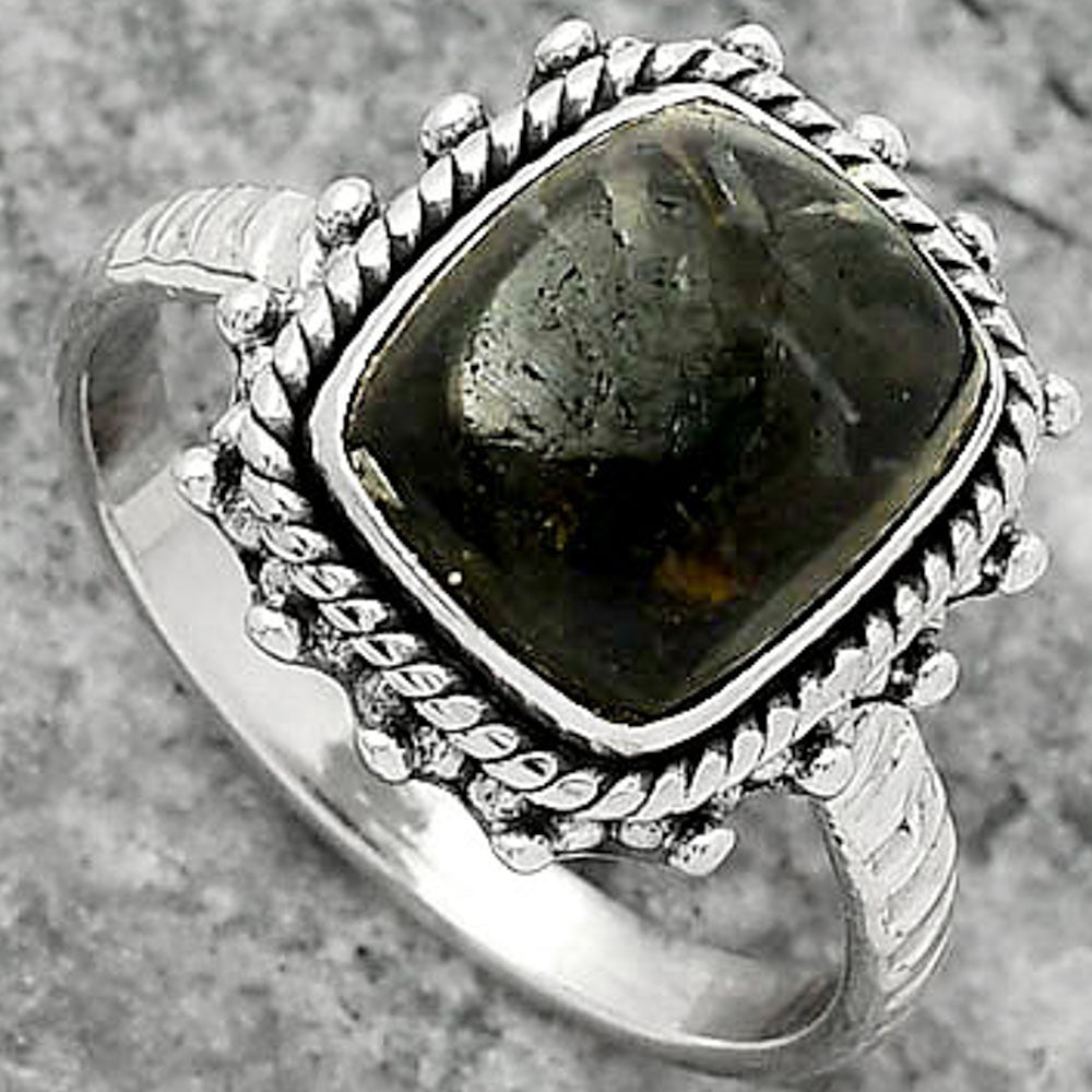 Natural Nuummite Ring size-8.5