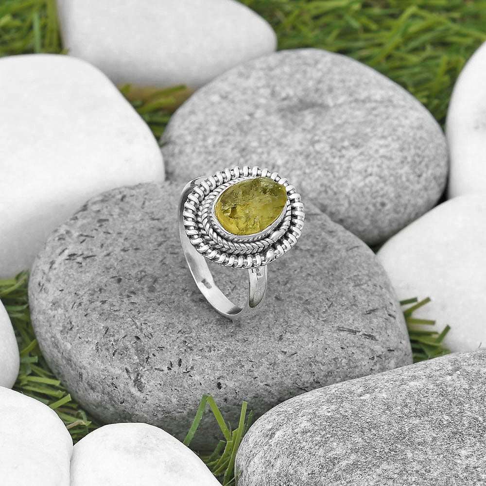 Natural Green Kyanite Rough India Ring size-8.5