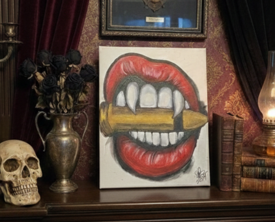 “Bite the Bullet” (Original 8x10 Acrylic Canvas)
